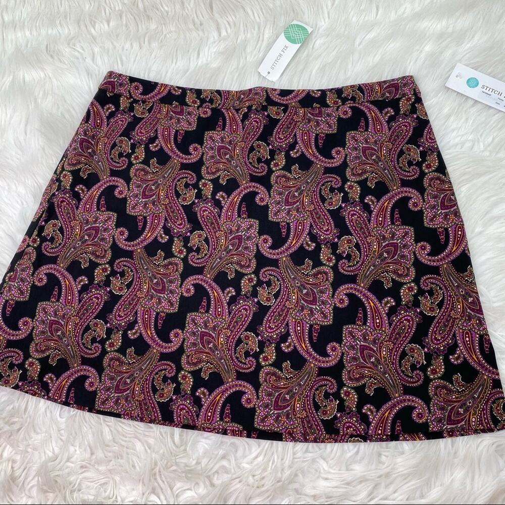 Stitch Fix Margaret M Deandra Skirt Black Paisley‎ Size XLP NWT